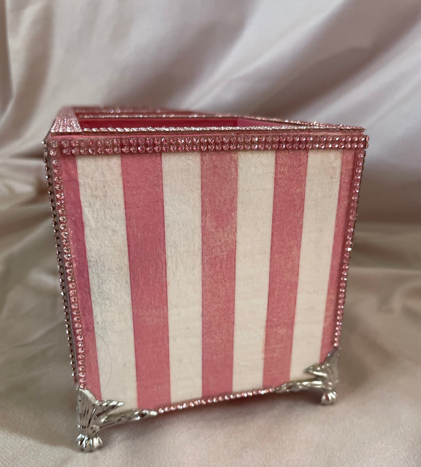 Floral Wood Organizer with Pink Accents