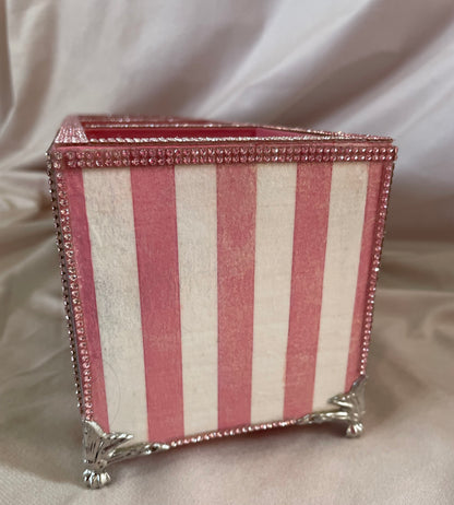 Floral Wood Organizer with Pink Accents
