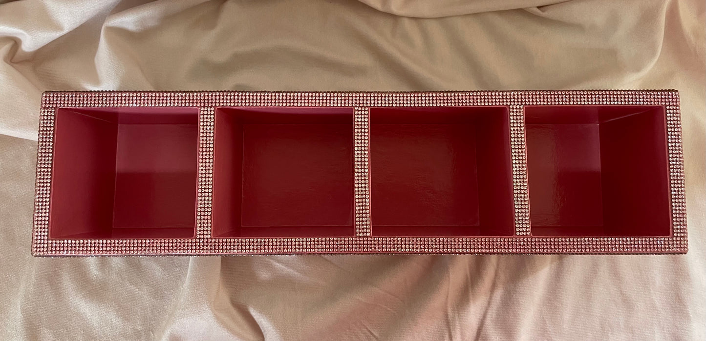 Floral Wood Organizer with Pink Accents