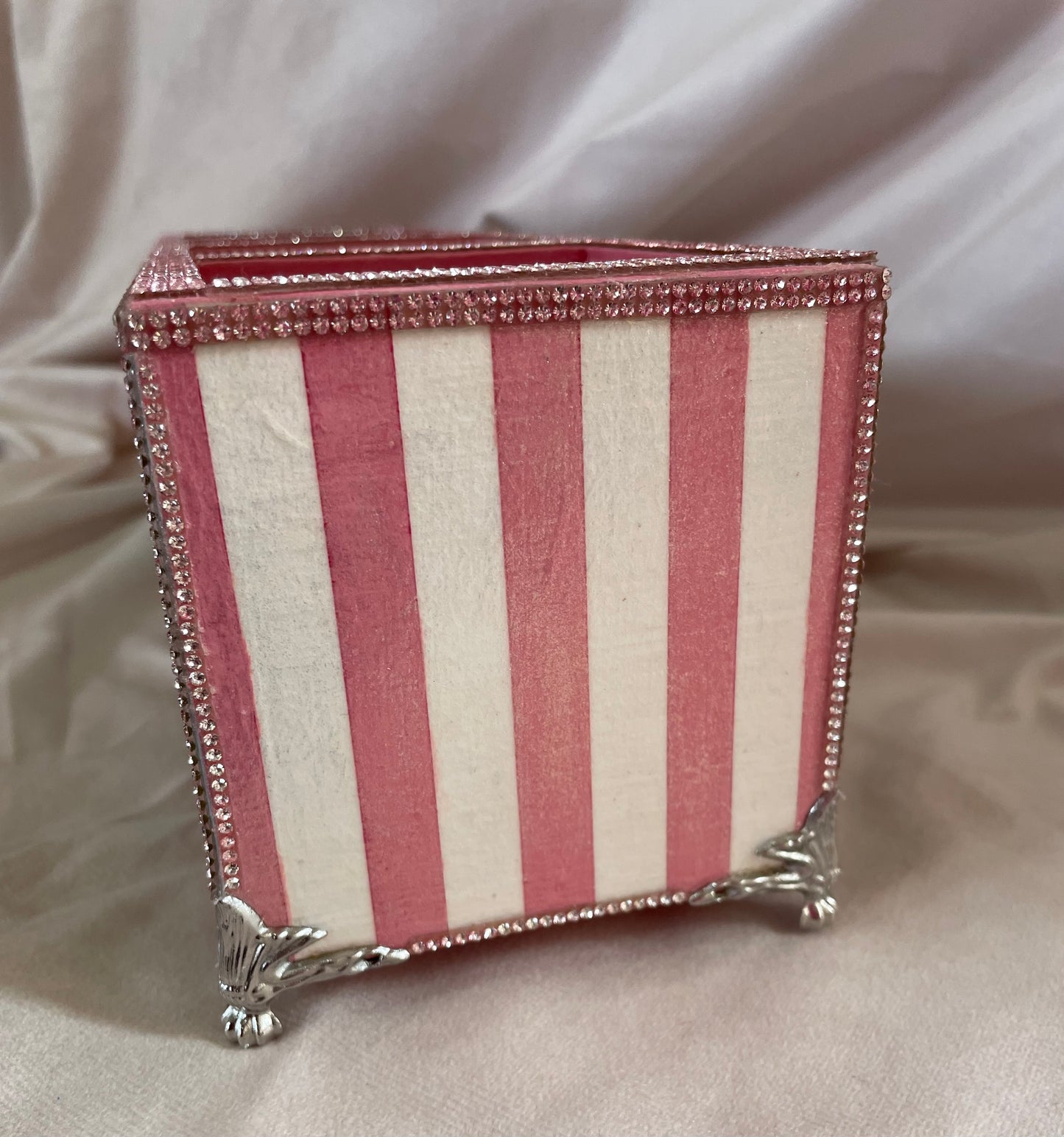 Floral Wood Organizer with Pink Accents