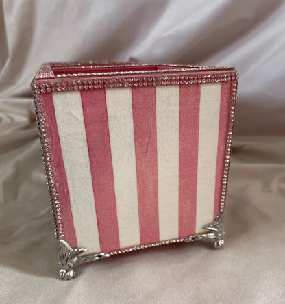 Floral Wood Organizer with Pink Accents