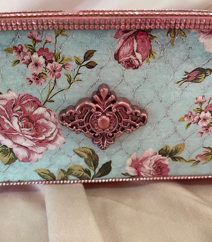 Floral Wood Organizer with Pink Accents