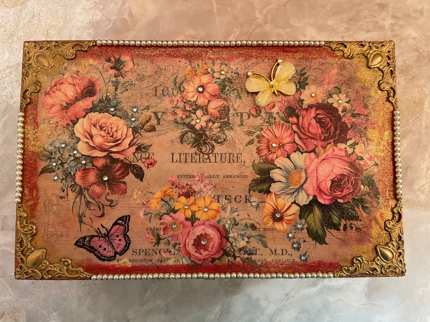 Handcrafted Butterfly & Rose Jewelry and Keepsake Box