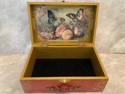 Handcrafted Butterfly & Rose Jewelry and Keepsake Box