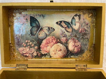 Handcrafted Butterfly & Rose Jewelry and Keepsake Box