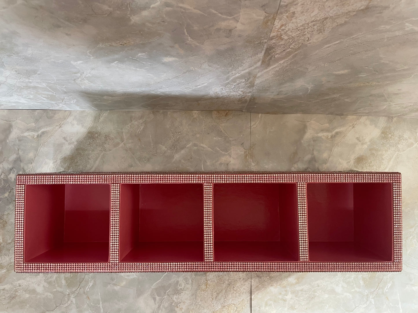 Floral Wood Organizer with Pink Accents